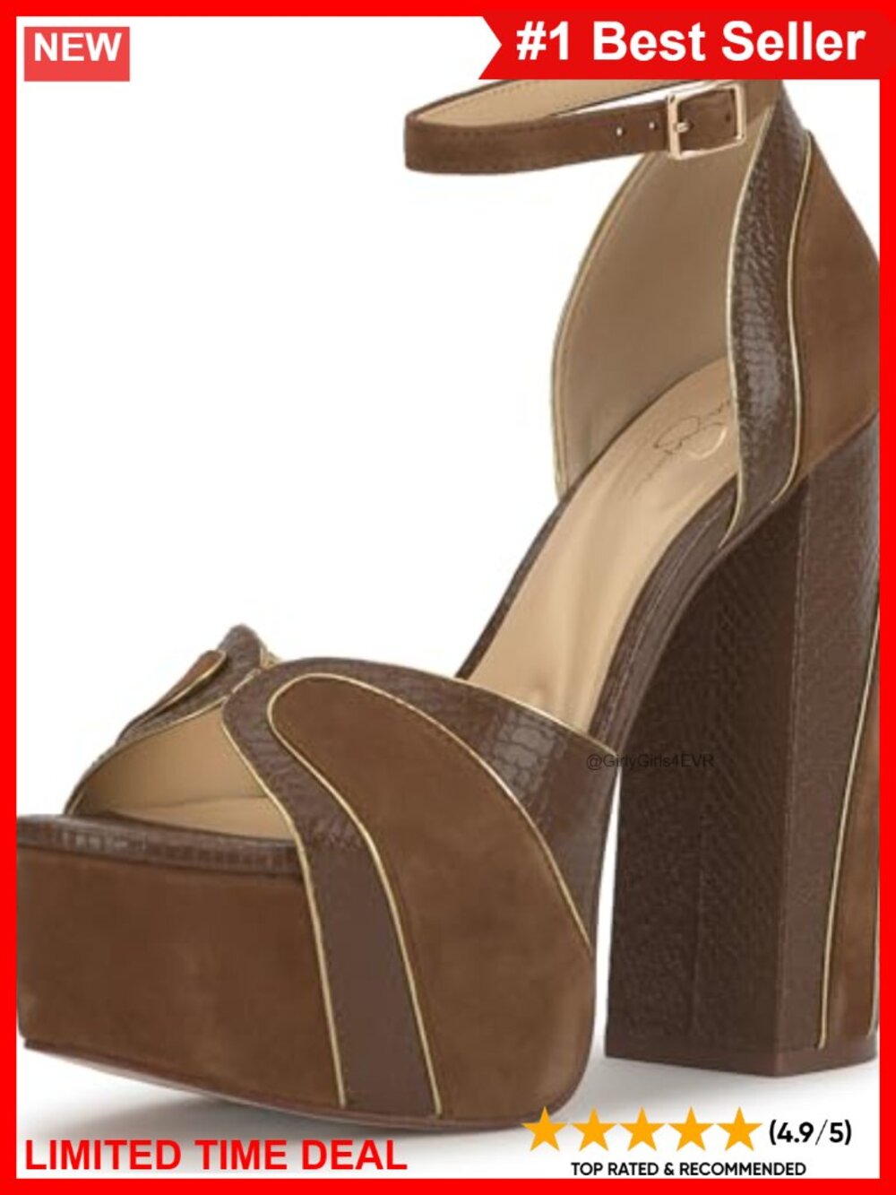 Leather Platform Ankle Strap Sandals Block Heel Open Round Toe